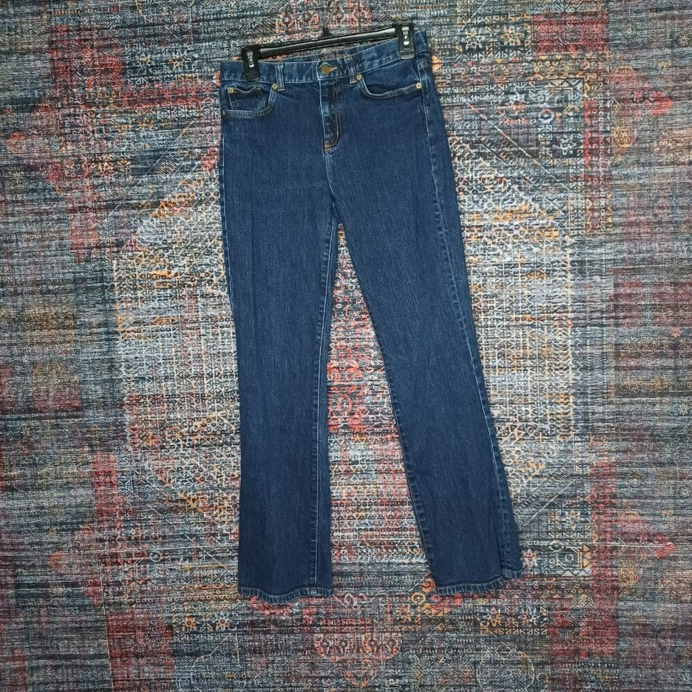 Lauren Jeans CO womens dark distressed Classic stretch boot jeans 6x30
